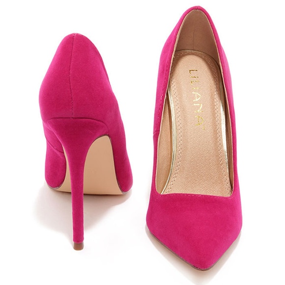 Liliana Shoes - Hollie Velvet Fuchsia Pointed Toe Pumps Liliana Shoes - Hollie Velvet Fuchsia Pointed Toe Pumps